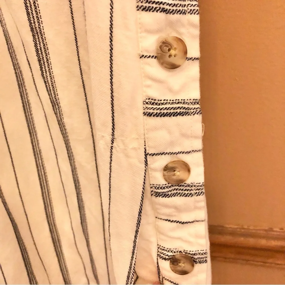 Anthropologie Akemi & Kin Claudia Sleeveless‎ Striped Linen Dress White 0